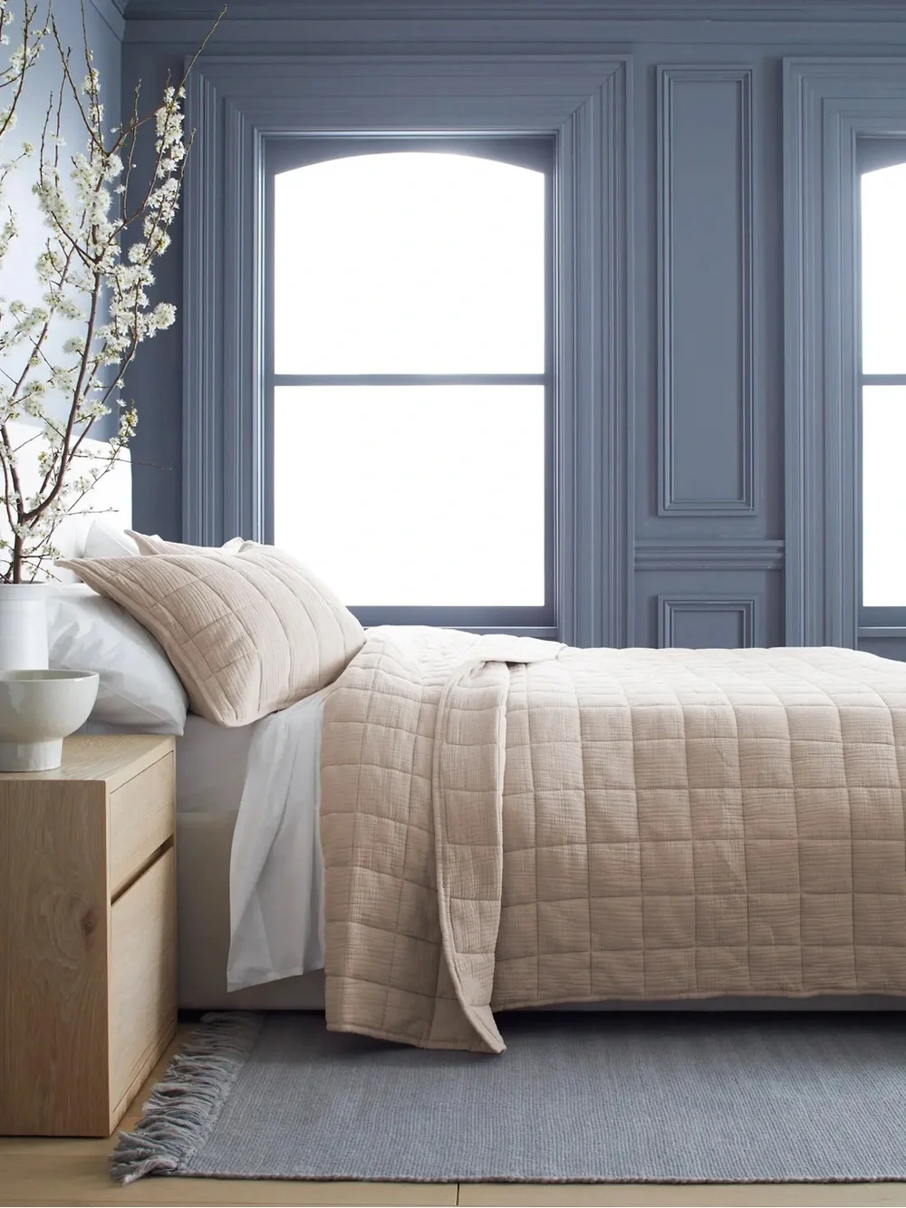 QUINCE Organic Cotton Gauze Box Quilt Full/Queen Dune 0795